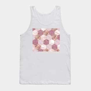 Pink marble honeycomb with rose gold accents Tank Top